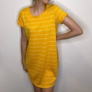 Striped Yellow T-shirt Dress